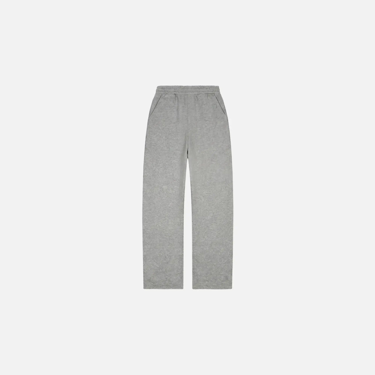 BASICSS Grey Cloud Sweats, featuring heavyweight cotton fabric, a relaxed open-leg fit, elasticated waistband and side pockets, shown from the front against a light grey background.