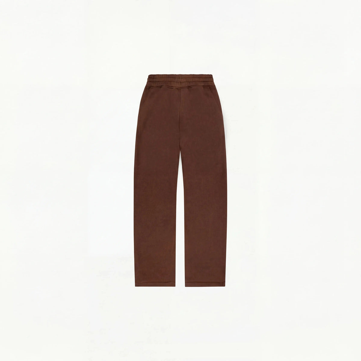 BASICSS Mocha Cloud Sweats, featuring a relaxed open-leg fit and elasticated waistband, displayed flat against a white background.
