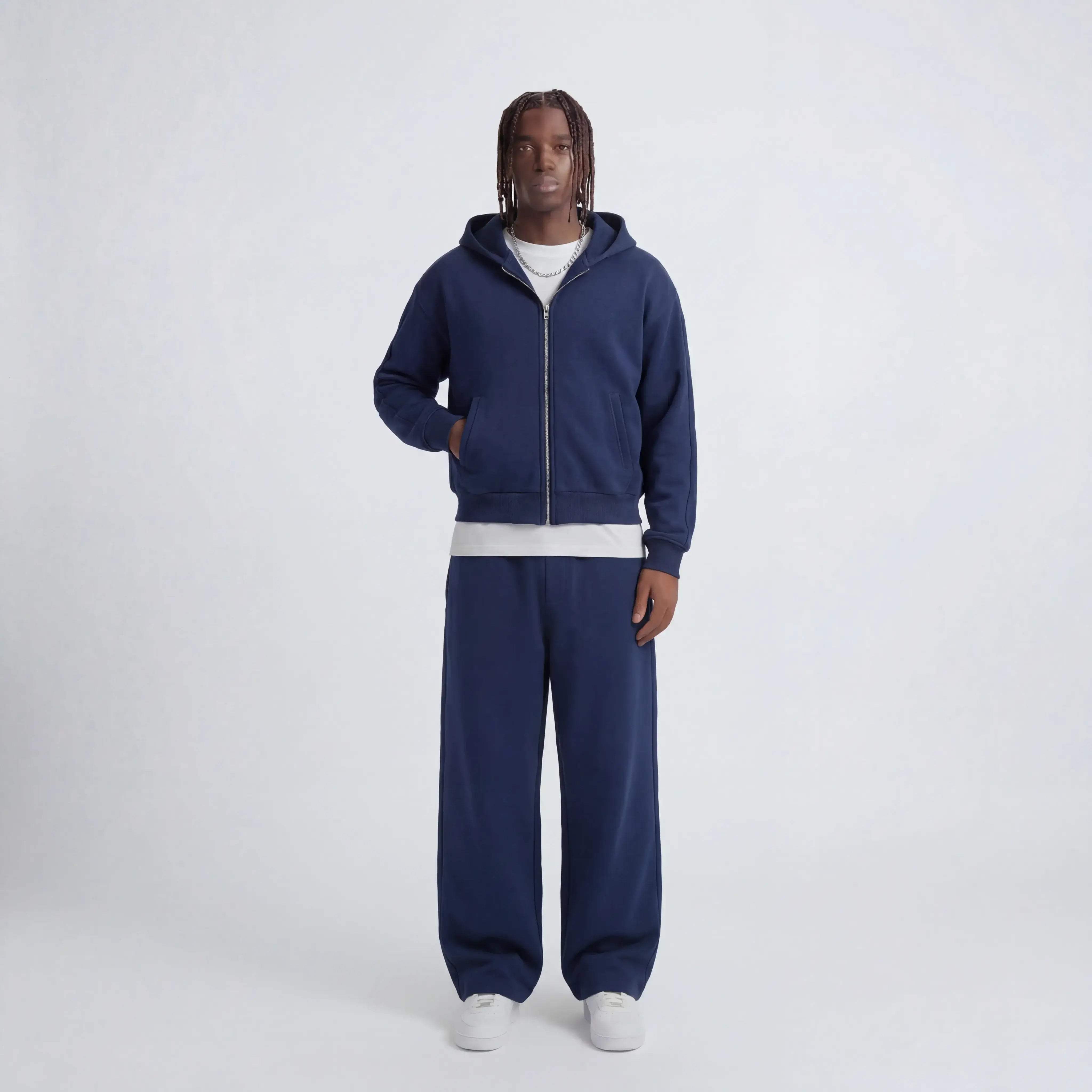 NAVY CLOUD ZIP-UP