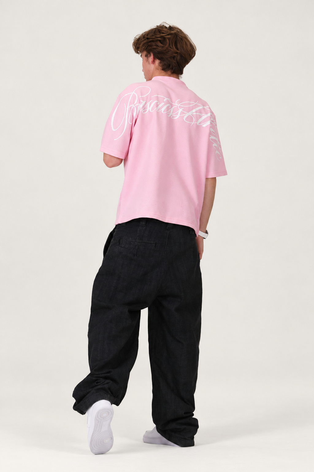 SCRIPT WAFFLE T-SHIRT PINK