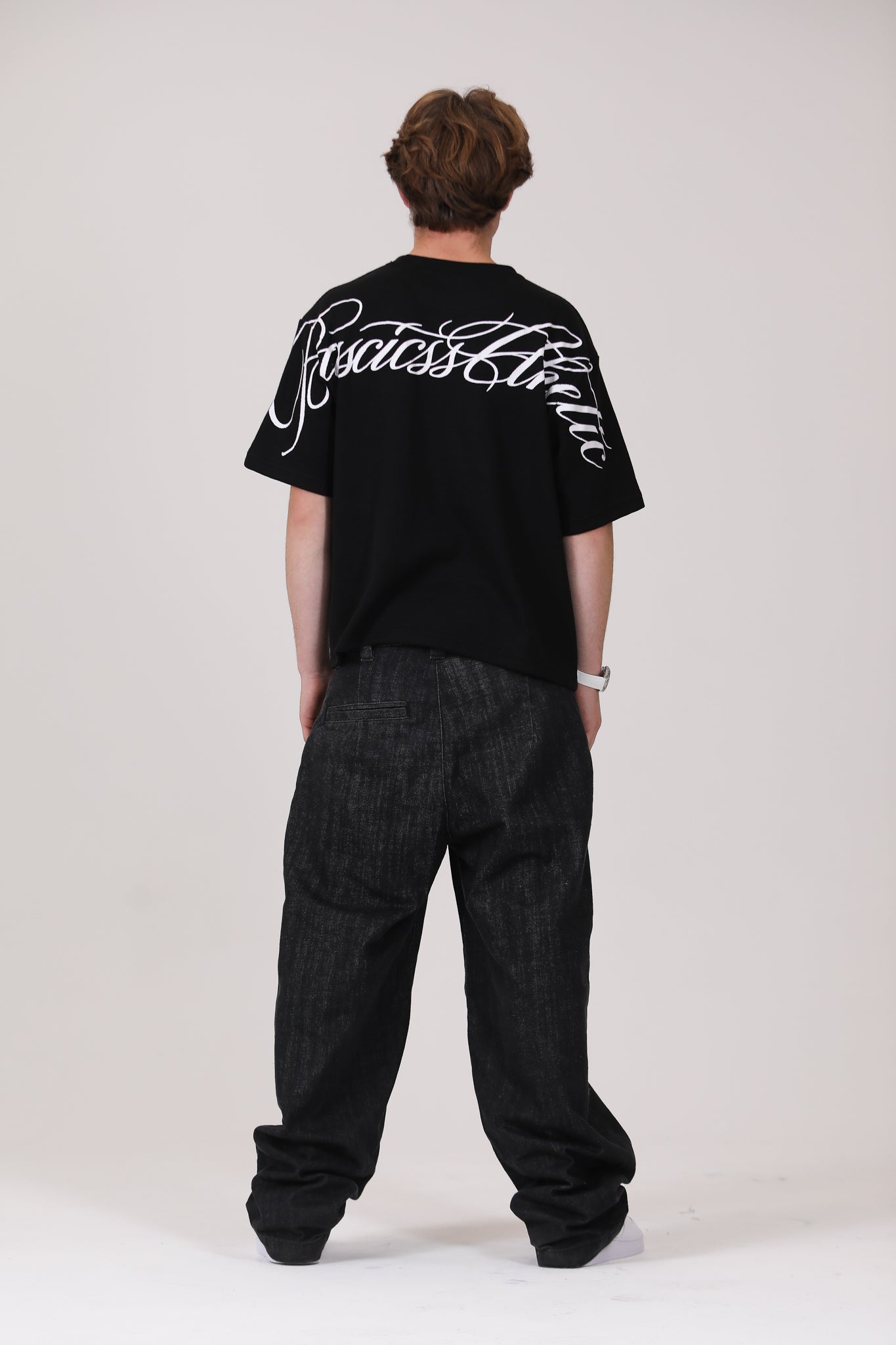 SCRIPT WAFFLE T-SHIRT BLACK