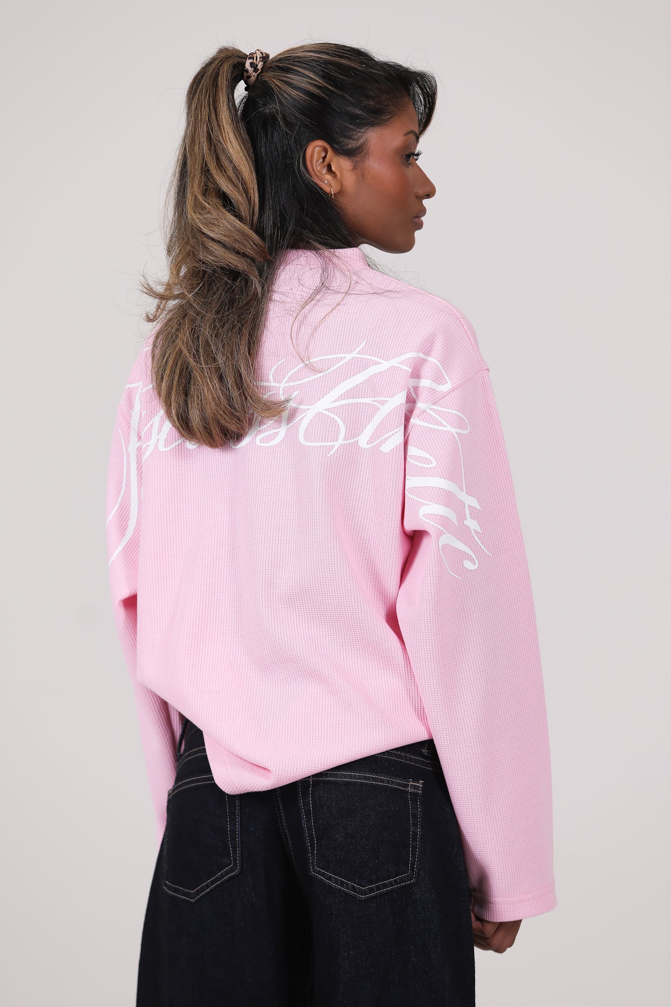 SCRIPT WAFFLE LONGSLEEVE PINK