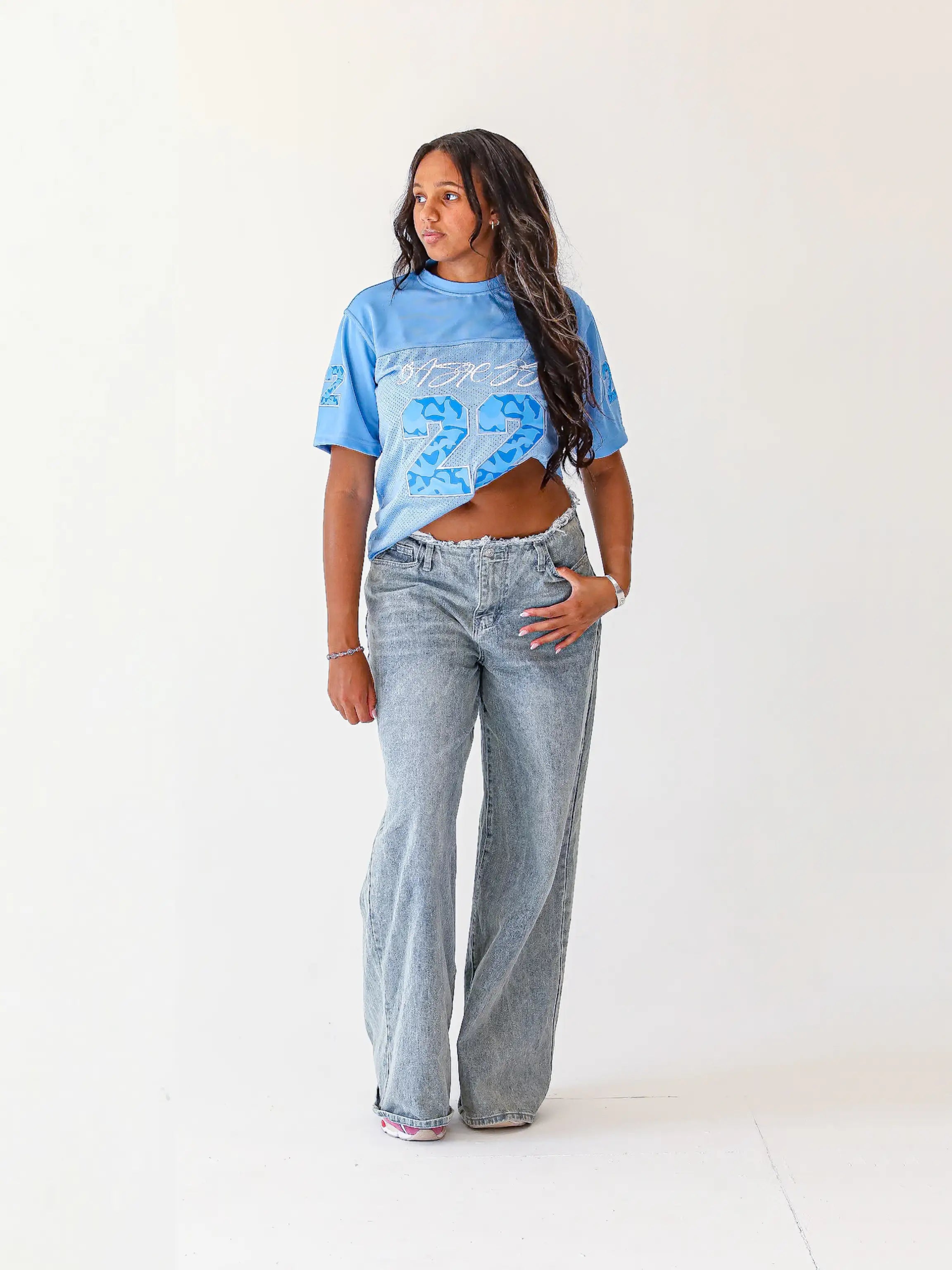 WMNS LIGHT BLUE 22 CAMO JERSEY
