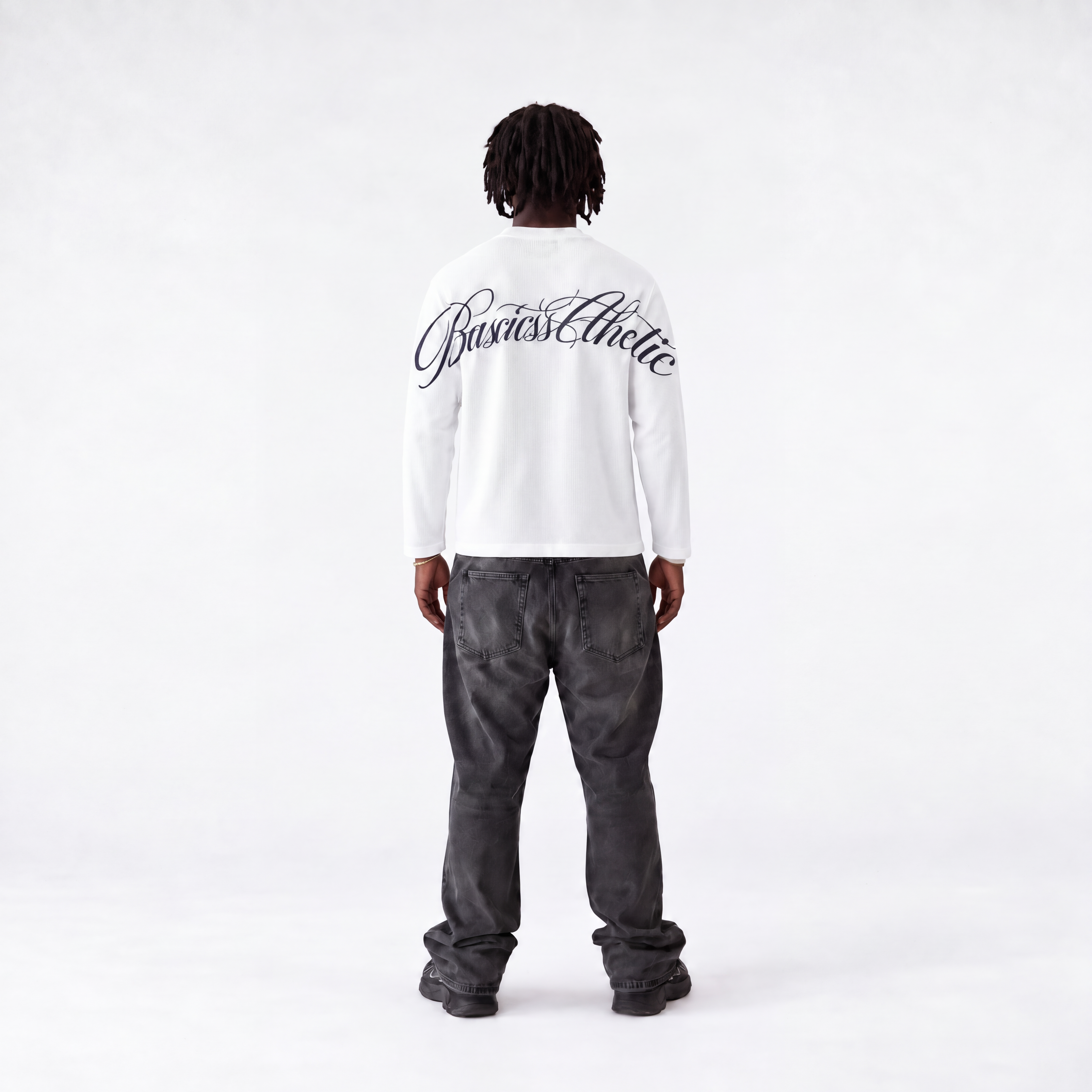 SCRIPT WAFFLE LONGSLEEVE WHITE