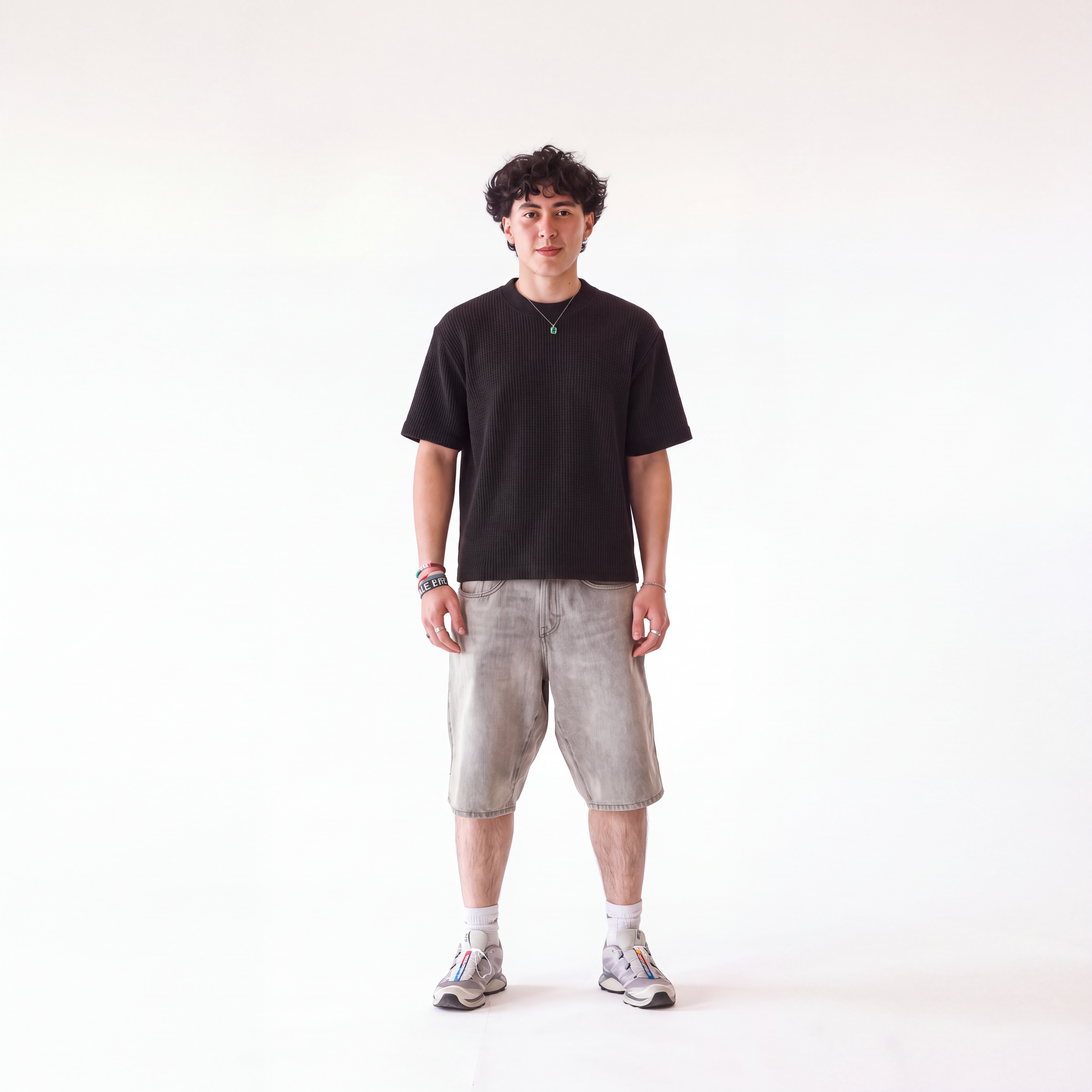 SCRIPT WAFFLE TEE BLACK
