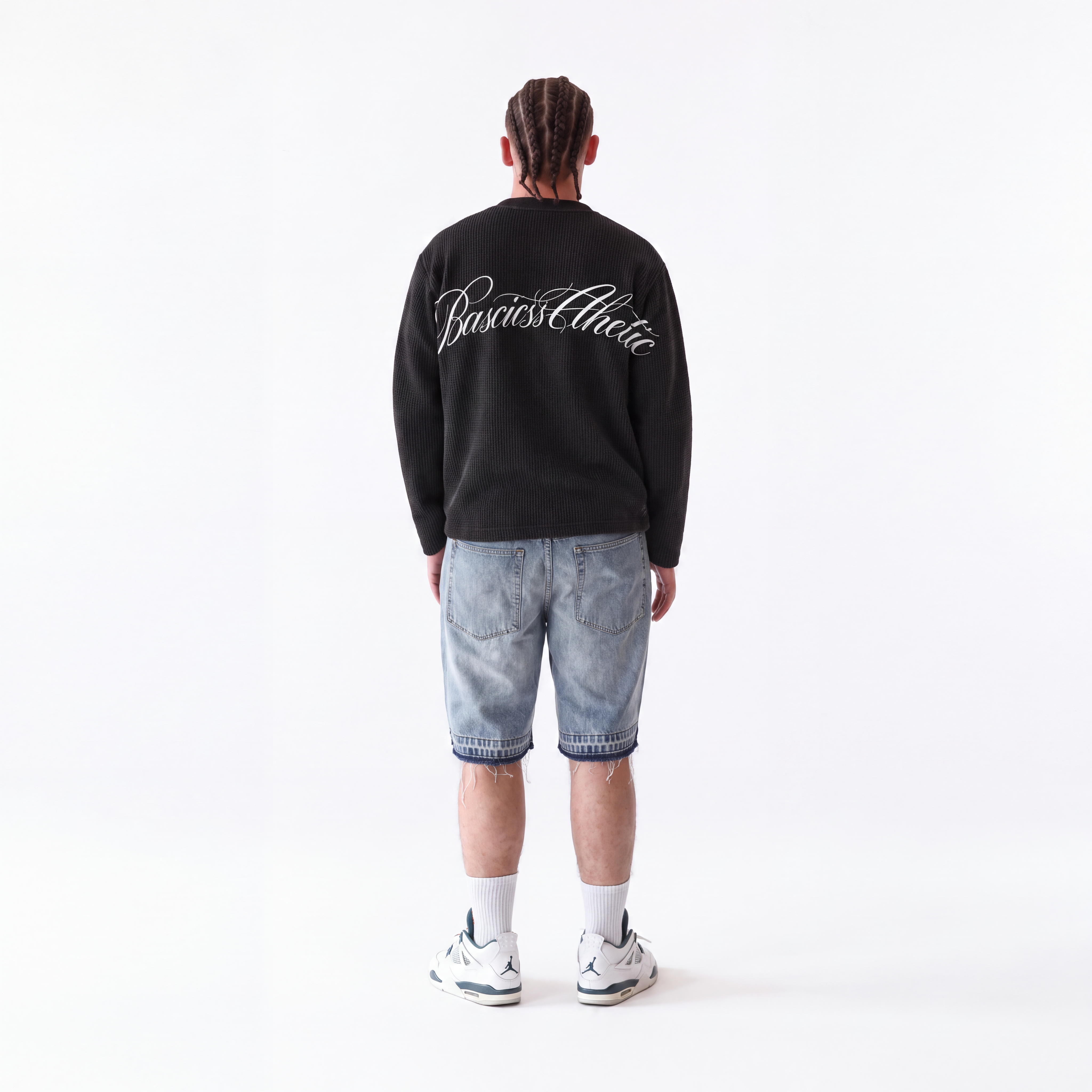 SCRIPT WAFFLE LONGSLEEVE BLACK